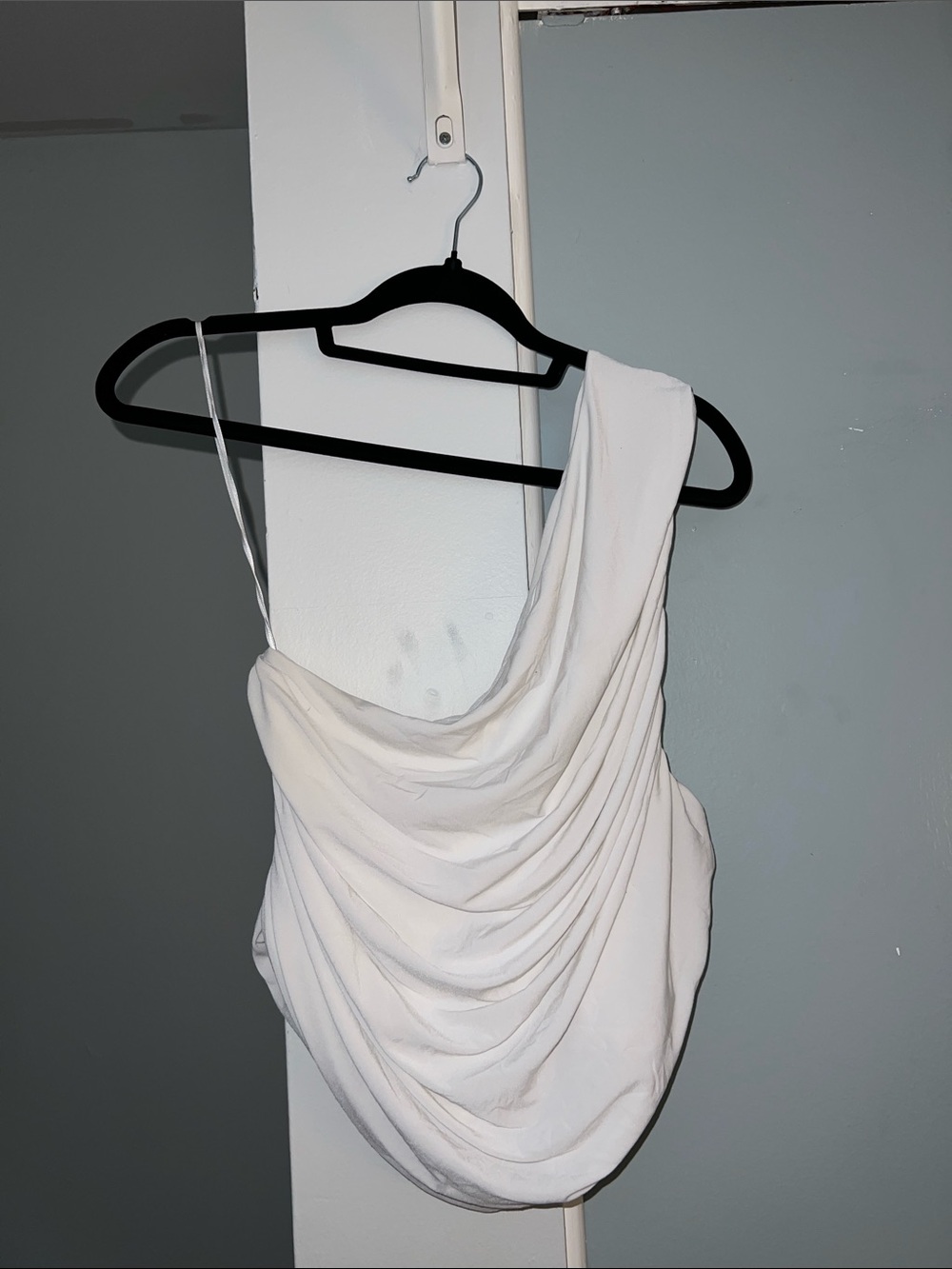 Express White Draped One-Shoulder Top